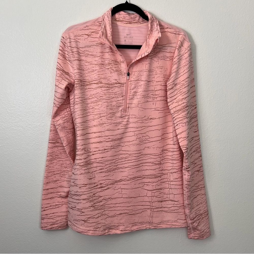 NIKE PRO SHIRT JACKET WOMENS XL PINK 1/3 ZIP DRI-FIT CRACKLE POPOVER Slim